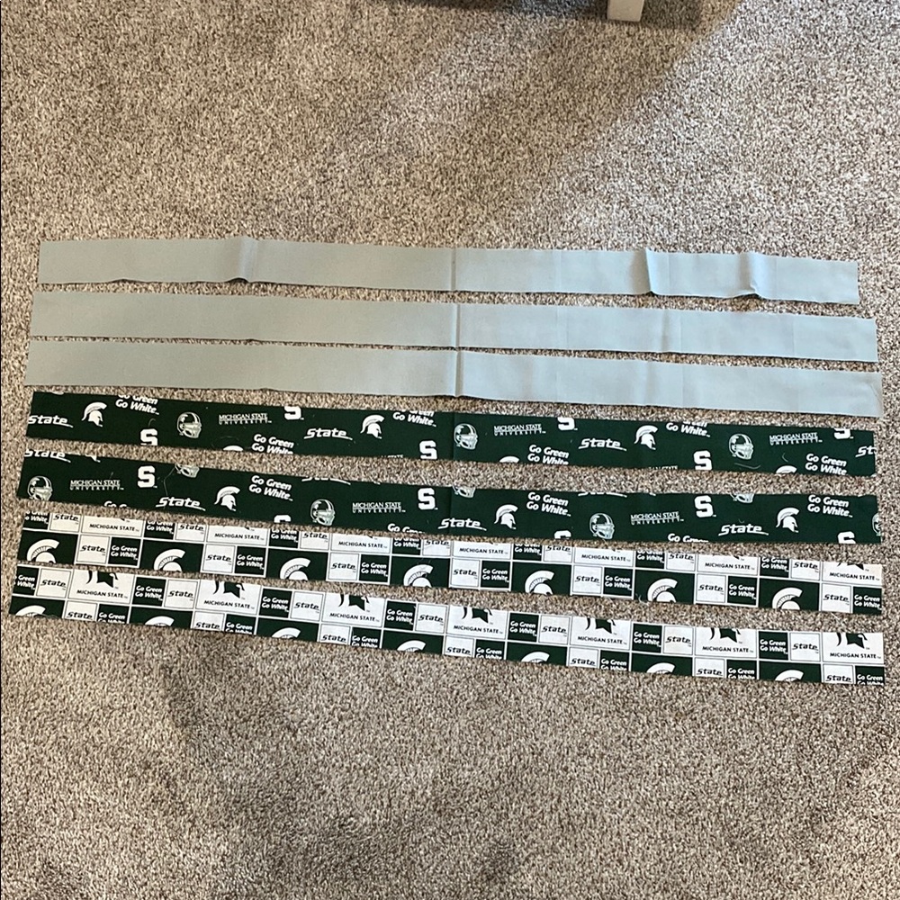 7 Michigan State Green and Gray Fabric Strips!